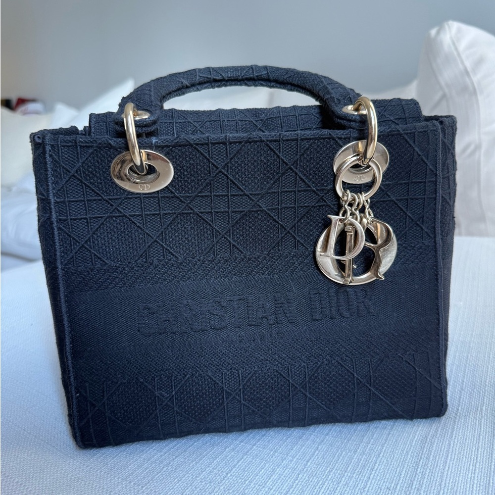 Authentic Dior Black Medium Bag with Gold Accents
